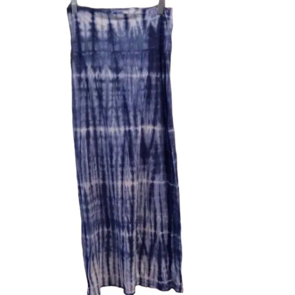 Maxi Skirt denim tie dye look boho womens Small S stretch